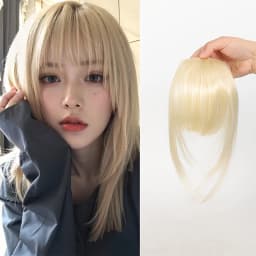 Women's Straight Synthetic Hair Extensions with Layered Bangs Side-Swept Bangs Natural-Looking Hairpiece for Versatile Styling