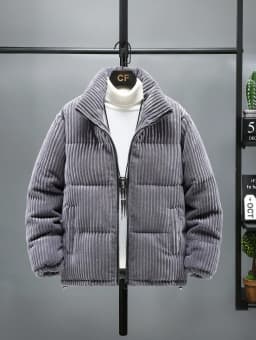 New Arrival Thickened Corduroy Cotton Jacket Stand Collar Men's Fashionable Winter Loose Fit Warmth Polyester Fiber Fill