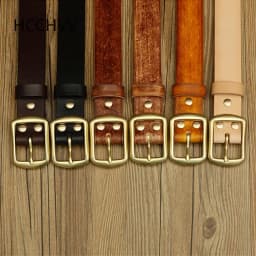 Handmade Belt Buckles for Men Thick Natural Vegetable Tanned Leather Pin Buckle Mens Waist Belt Men's Belt Gifts for Men