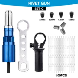 Electric Rivet Gun 2.4mm-4.8mm Portable Rivet Nut Gun Drill Adapter Home Plug-in Riveting Tool Wireless Rivet Nail Bit Tools Kit