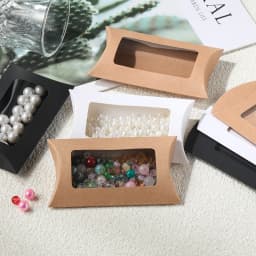 20Pcs/Lot Pillow Shape blank Kraft Paper With Window Gifts Box Jewelry Packaging Boxes for Birthday Wedding Party Supplies