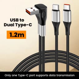 6A USB to Type c Fast Charge Cable 2-in-1 Mobile Phone Charging Cable Dual Type-C Fast Charge Cable for iphone 15 16 Samsung