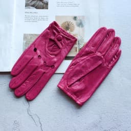 Women's Summer Full Finger Leather Gloves Breathable Single-Layer Sheepskin Fashionable Short Motorcycle Riding Gloves