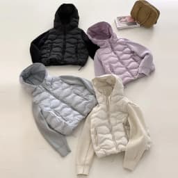Solid Knitted Long Sleeve Cotton Jacket Autumn Winter Hooded Lightweight Warm Puffer Jackets Female Zipper Short Padded Parkas