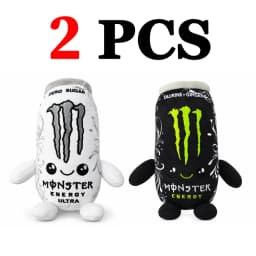 Black White m-o-n-s-t-e-r Energy Can Shaped Plush Toy Zero Sugar Theme Soft Stuffed Doll Desktop Decor Holiday Gift