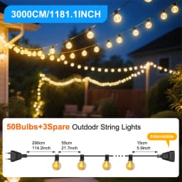 G40 Outdoor String Lights, Waterproof Connectable Shatterproof LED Bulbs, Patio Lights for Indoor Balcony Porch Camping Deck