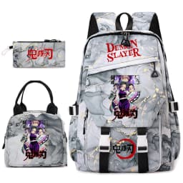 Demon Slayer Anime Backpack Set for Girls Demon Slayer 3Pcs School Bag Lunch Kit Pouch