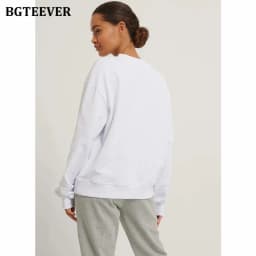 BGTEEVER Casual O-neck Loose Women Pullovers Spring Autumn Long Sleeve Basic Cotton Sweatshirts for Women