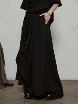 [EAM] High Waist Khaki Gray Irregular Pleated Spliced Long Wide Leg Pants New Trousers Women Fashion Spring Autumn 2026 1DJ1181