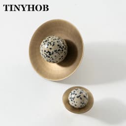 Tinyhob Vintage Antique Bronze Spotted Stone Kitchen Cabinet Furniture Handle with Base / Brass Cupboard Pull Shoe Cabinets