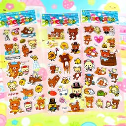 Cute High-Aesthetic Rilakkuma 3D Bubble Stickers - Waterproof Cartoon Decor for Polaroid & Hand Account DIY