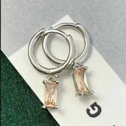 Huggies Earrings Purple white Green Blue Red Square Heart Silver Color Small Hoop Earrings for Women Girls Wedding Jewelry