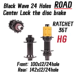 Black New Ultra Light Disc Brake Center Lock Road Bicycle Wheel Hub Aluminum Alloy 7075 24 Hole Spur Wheel 36T HG XDR 12 Speed