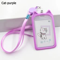 1Pc Cartoon Cat Card Holder Candy Color ID Card Sleeve Retractable Reel Lanyard Identity Credit Cover Case Bank Bus Card Case