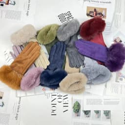Women Winter Suede Keep Warm Touch Screen Plus Cashmere Fashion Solid Plush Wrist Look Thin Gloves Cold Protection Elasticity