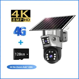 10x Zoom 4G SIM Solar Camera Outdoor 6K 12MP Three Lens HD Night Vision IP Surveillance Camera Security Protection PTZ CCTV Cam