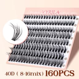 VYRILA Lashes Cluster D Curl DIY Lash Extension 3D Wispy Individual Lashes D Curl Eyelash Clusters 8-16mm Individual Lashes