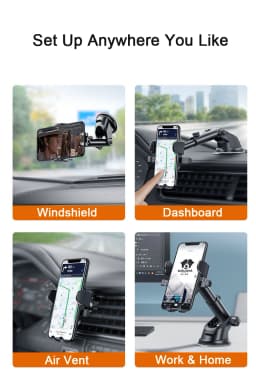 Suction Cup Car Phone Holder Stand Long Arm Sucker Mobile Phone Mount GPS Navigation Bracket For iPhone 16 15 14 Xiaomi Huawei