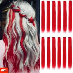 1 5 11 Pcs/lot Clip in Hair Extensions Multi-Colors Highlights Synthetic Hair 22 inch Rainbow Hairpieces for Girls Women Kids