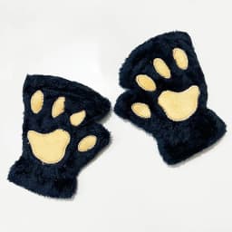 Cartoon Winter Gloves Women's Bear Plush Cat Paw Claw Gloves Cute Short Fingerless Fluffy Bear Claw Mittens For Girls Gift Party