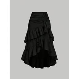 Irregular Ruffles Tiered Skirt Sweet Spicy Wind Layered Ruffle Edge Tied Skirt for Summer Holiday Sexy Elegant Women Beach Dress