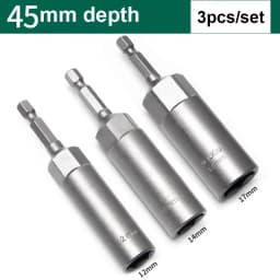 8mm-19mm Impact Socket Adapter 90mm Length Deepen Power Nut Driver Drill Bit Set for Power Tools 6.35Mm Hex Shank Quick Adapter