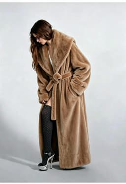 Long Coats Women Faux Fur Jackets Turn Down Collar Coat Thick Warm Y2k Streetwear Jacket Work Lace Up Tight Waist Autumn Winter
