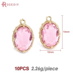 10PCS 18K Gold Color Oval Shape Charms Pendants Necklace Earrings High Quality Diy Jewelry Accessories Rosediy Official Store