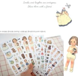 MQStyle 6Pcs/Pack New 2019 Cute Creative Stickers Paper Girl Combination Paper Doll Mate Stationery Sticker H0128