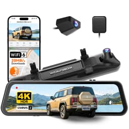 WOLFBOX G900Core 12" 4K+1080P Mirror Dash Cam, 8MP STARVIS 2 IMX678 Night Vision Built-in 5.8GHz WiFi 6, Voice Control, Dual HDR