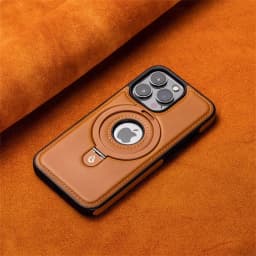 Luxury Magnetic Hidden Stand Ring Wireless Charge For Magsafe Leather Case For iPhone 12 13 14 15 16 17 Pro Max Hollow Cover