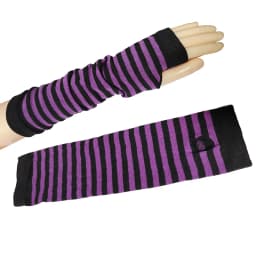 Men Women's Summer Winter Long Knitted Stripe Hip-Hop Emo Gothic Lolita Black Fingerless Gloves Girls Boys Arm Warmers Gloves