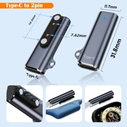 Bone Conduction Headphone Charging Adapter Indicator Light Aluminium Alloy Type-C to 7.62 2/4 Pin Converter Stable Safe