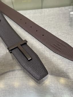Double-Sided Leather Belt with Letter Buckle T-Shaped Men's Fashionable Genuine Leather Belt Stylish Men's Belt Workwear