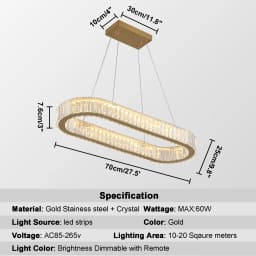 Modern Pendant Light Luxury Crystal Oval Design Led Chandelier Ceiling Lamp Nordic Hanging Fixture Living Bedroom Hotel Lustres