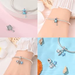 925 Sterling Silver Ocean Series Blue Turtle Starfish Shell Fit Original Bracelet Charms for Women diy Fine Jewelry Gifts