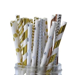 Paper Straws Garden Flower Foil Gold Disposable Drinking for Birthday Wedding Deco Christmas Party Restaurant Event Supplies