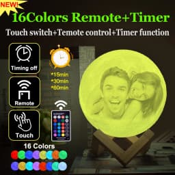 ZK20 Customized Photo Moon Lamp Personalized Kids Wife's Gifts Night Light USB Charging Tap Control  2/3 Colors Lunar Light