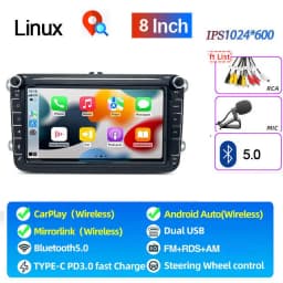Fast Boot Car Radio for VW POLO GOLF Plus PASSAT JETTA Skoda TIGUAN TOURAN SHARAN SCIROCCO Caddy Vento Carplay Audio Auto Linux