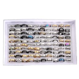 100pcs Mixed Size Rings Bulk Finger Band Ring Wholesale Lot Men Women Jewelry luxury Gift Holiday Party Wedding Punk Rings