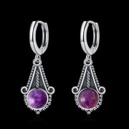 New Elegant Natural Kyanite S925 Silver Drop Earrings for Women Vintage Jewelry Wedding Engagement Hoop Earrings Gifts