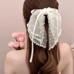 Elegant Versatile Chiffon Floral Print Bow Ponytail Clip Headwear For Women Girls Sweet Bow Ribbon Hair Clip Hair Accessories