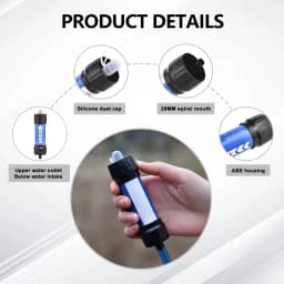 Reusable Straw Water Filter for Outdoor Camping Emergency Portable Water Filter with Medical-Grade Hollow Fiber Tech