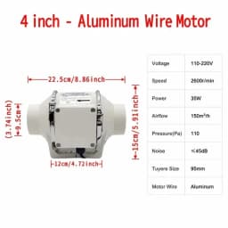 4Inch Two Speed Remote Control Exhaust Fan Silent Inline Pipe Duct Extractor Air Ventilation Blower Kitchen Toilet Wall Booster