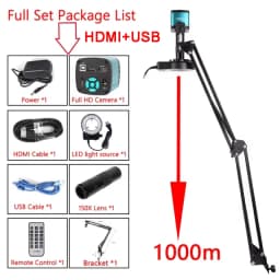 Yizhan 4K Digital Microscope For Soldering 1080P HDMI USB Industrial Microscope Camera, 150X Zoom Lens, 5-100cm Working Distance