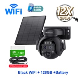 SHIWOJIA 4K 8MP Solar Camera 4G SIM/ WIFI Solar Security Camera 12X ZOOM Color Night Vision Surveillance PIR Monitor PTZ Camera
