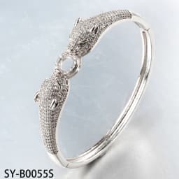 Gold Silver Color Leopard Head Bracelets For Women Men 18K Gold Plated Bangle Luxury CZ Zircon Fashion Punk Jewelry Gifts