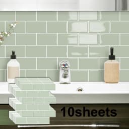 5/10 Sheets Waterproof Peel and Stick Backsplash Wall Tile for Kitchen Bathroom Easy To Clean  Room Decor Wall Decor