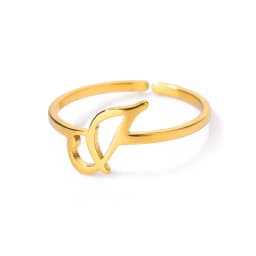 Initial Letter Rings For Women Gold Color Stainless Steel A-Z Letter Adjustable Ring Aesthetic Wedding Christmas Jewelry Gift