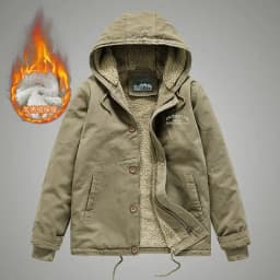 Men's Jacket Hooded Parkas Lamb Fur Lining Men's Winter Jackets Plush Men's Cold Jacket Thickening Motorcycle Jacket